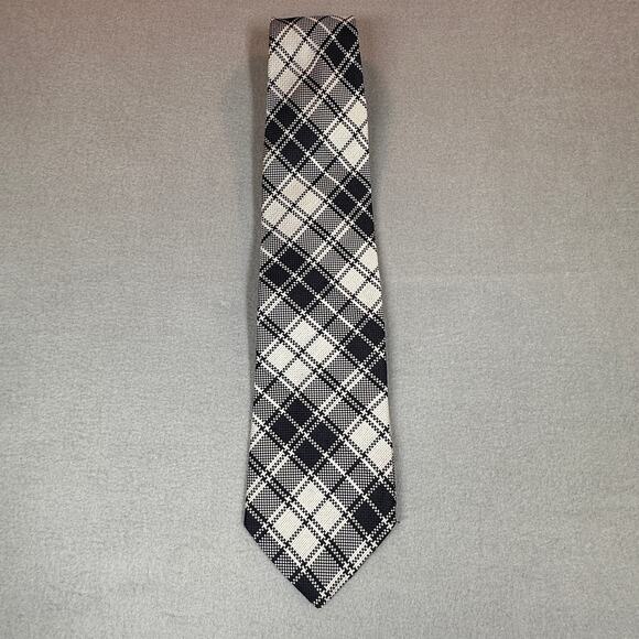Vintage Wembleys Chadwick Mens Tie Blue White Plaid Necktie - Picture 7 of 7